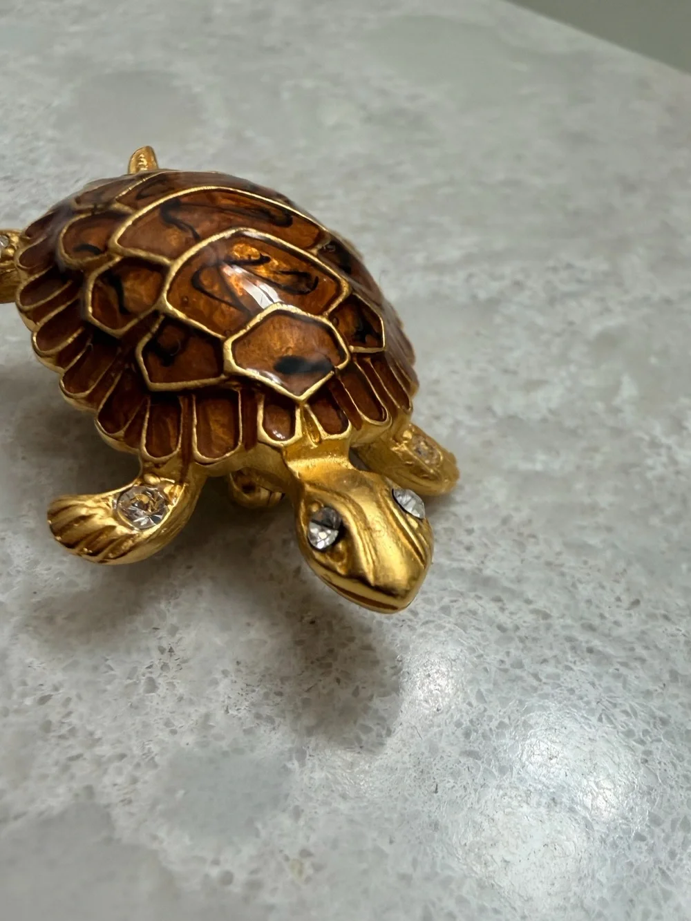 Premier Designs Turtle Brooch with Brown Enamel Shell & Rhinestone accents